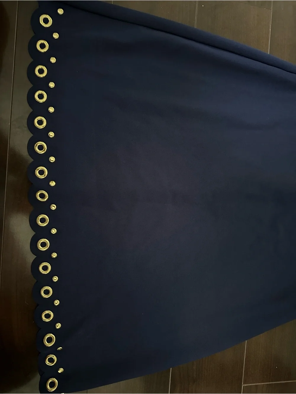 Michael Kors Navy A-Line Dress with Gold Eyelet Trim